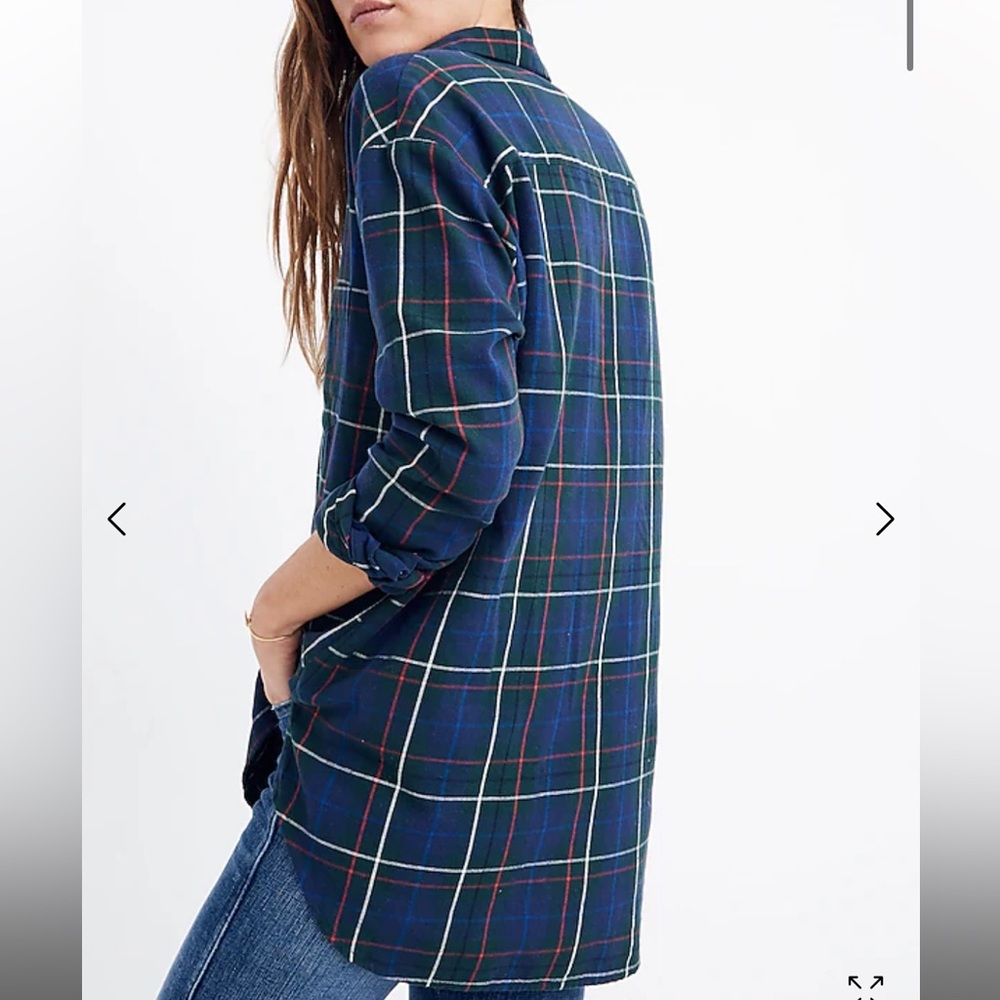 Madewell Flannel Oversized Ex-Boyfriend Shirt in Dark Plaid size small - Picture 2 of 12
